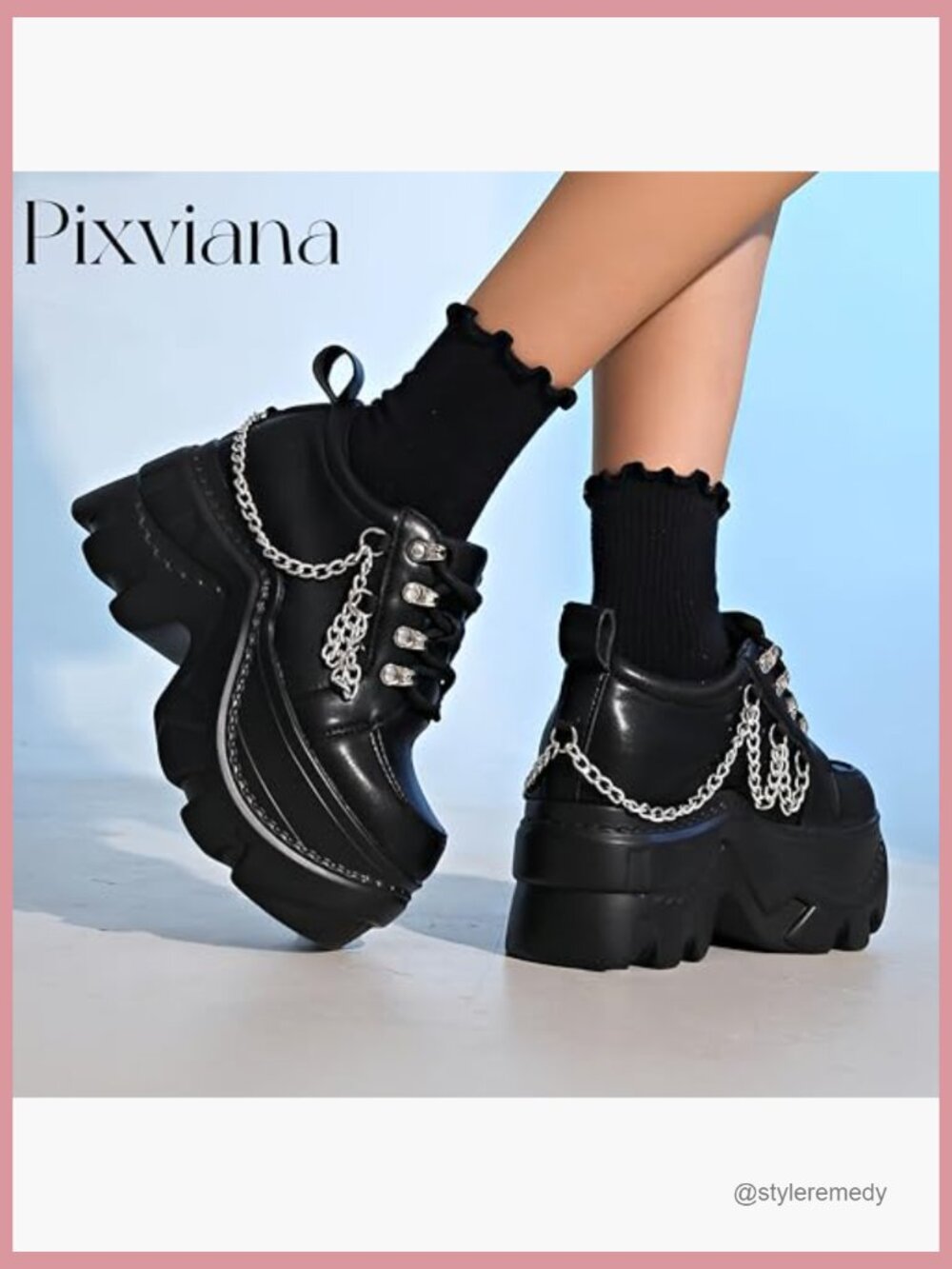 Platform Wedge Sneakers Chunky Y2K Fashion Lace Up Faux Leather Comfort Heels - Picture 5 of 7